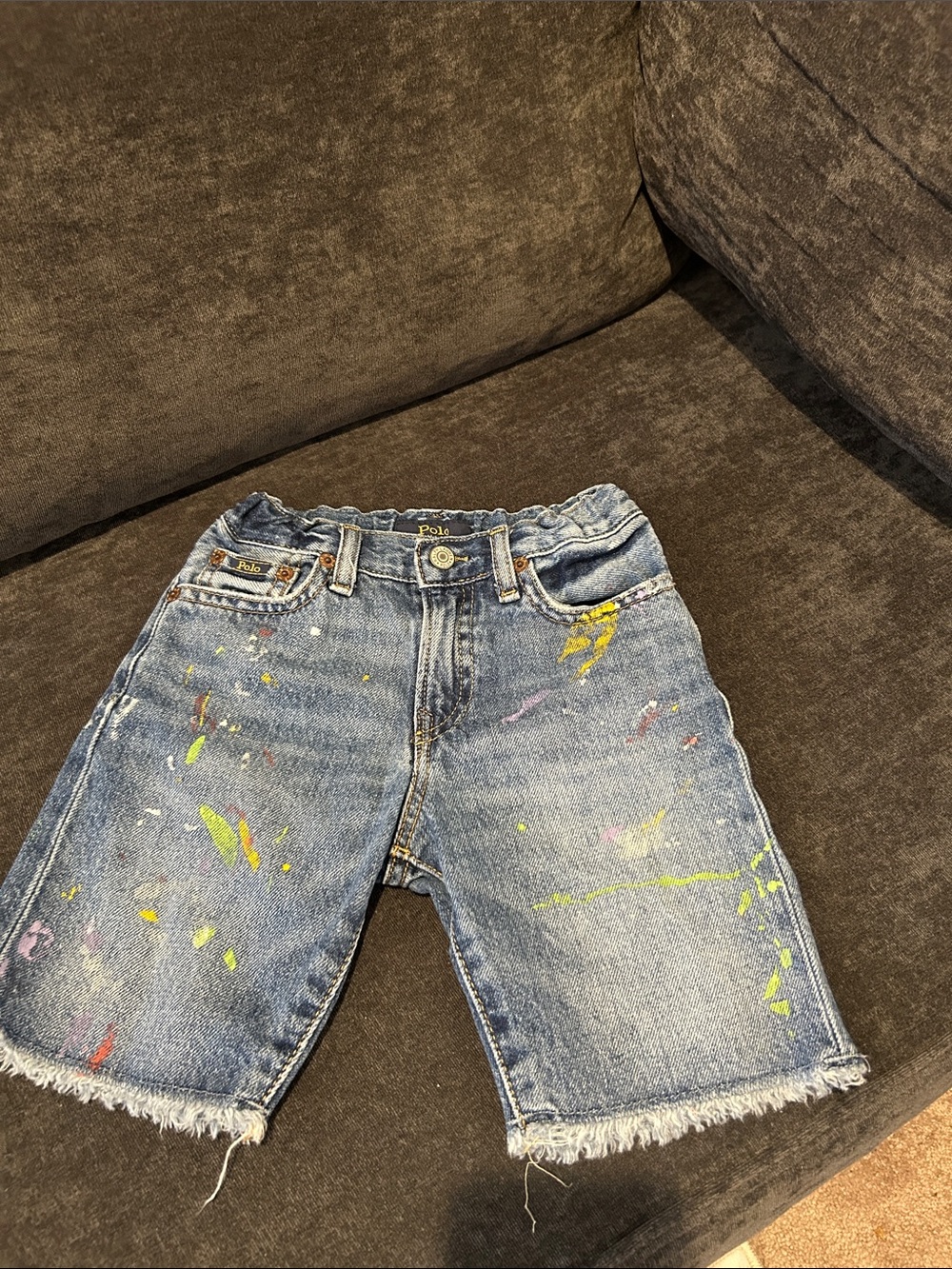 Ralph Lauren Light Blue Denim Paint-Splatter Kids' Shorts